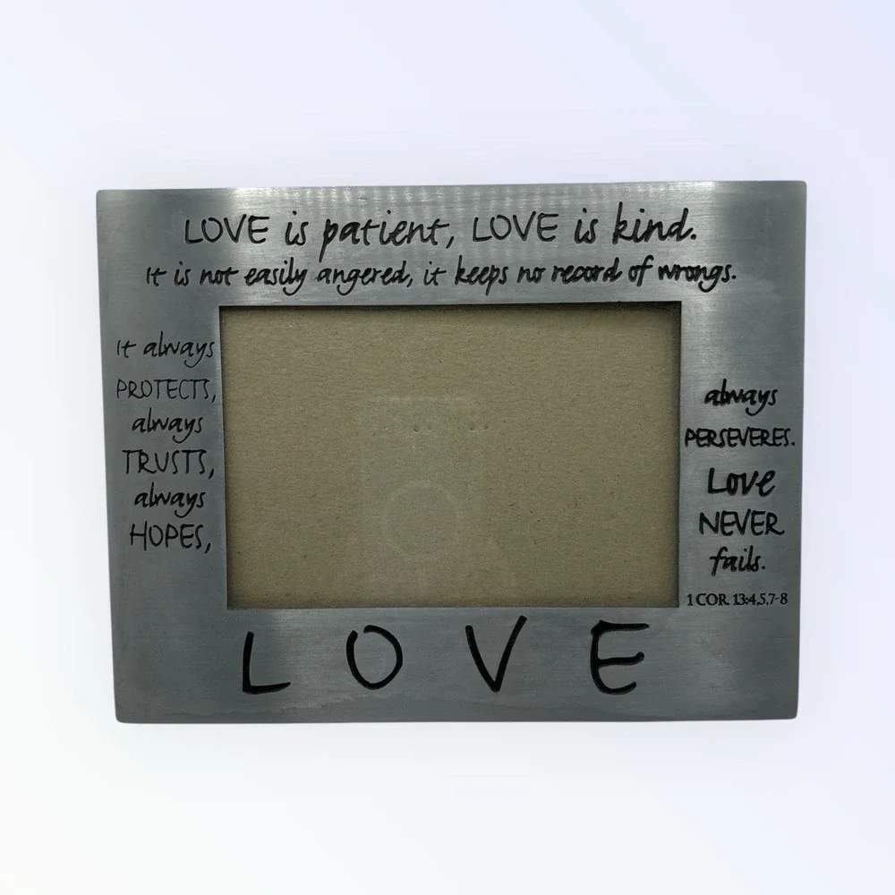 LOVE IS PATIENT LOVE IS KIND METAL FRAME LIGHTHOUSE CHRISTIAN